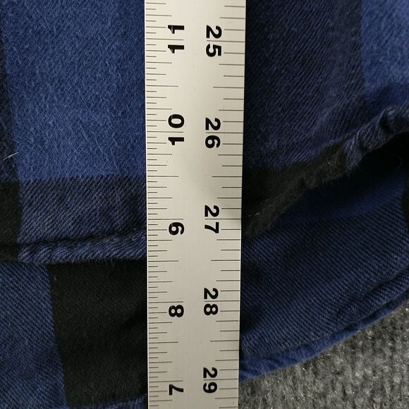 Field & Stream Mens Button Front Shirt Blue Black Large Check Flannel - Picture 11 of 12